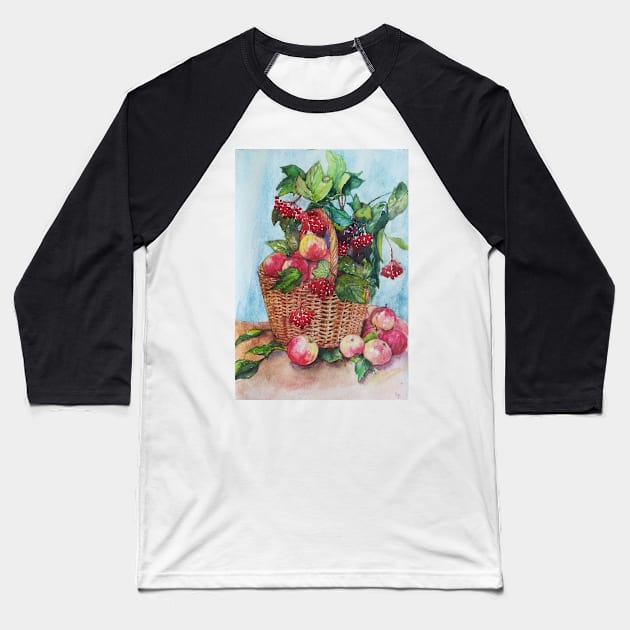 Basket full of apples and berries Baseball T-Shirt by Anthropolog